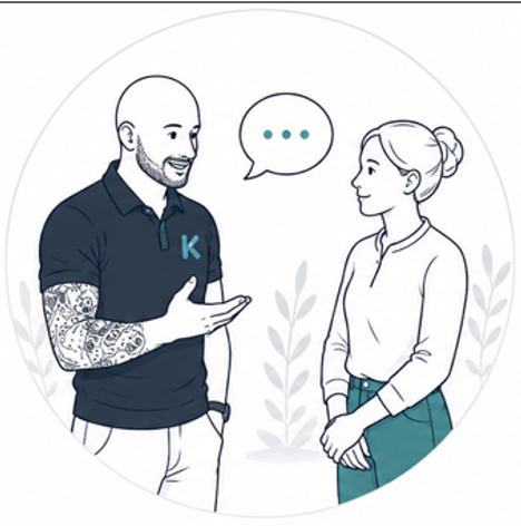 Illustration of two colleagues talking