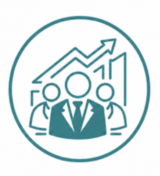 Icon of three people with an arrow pointing upwards