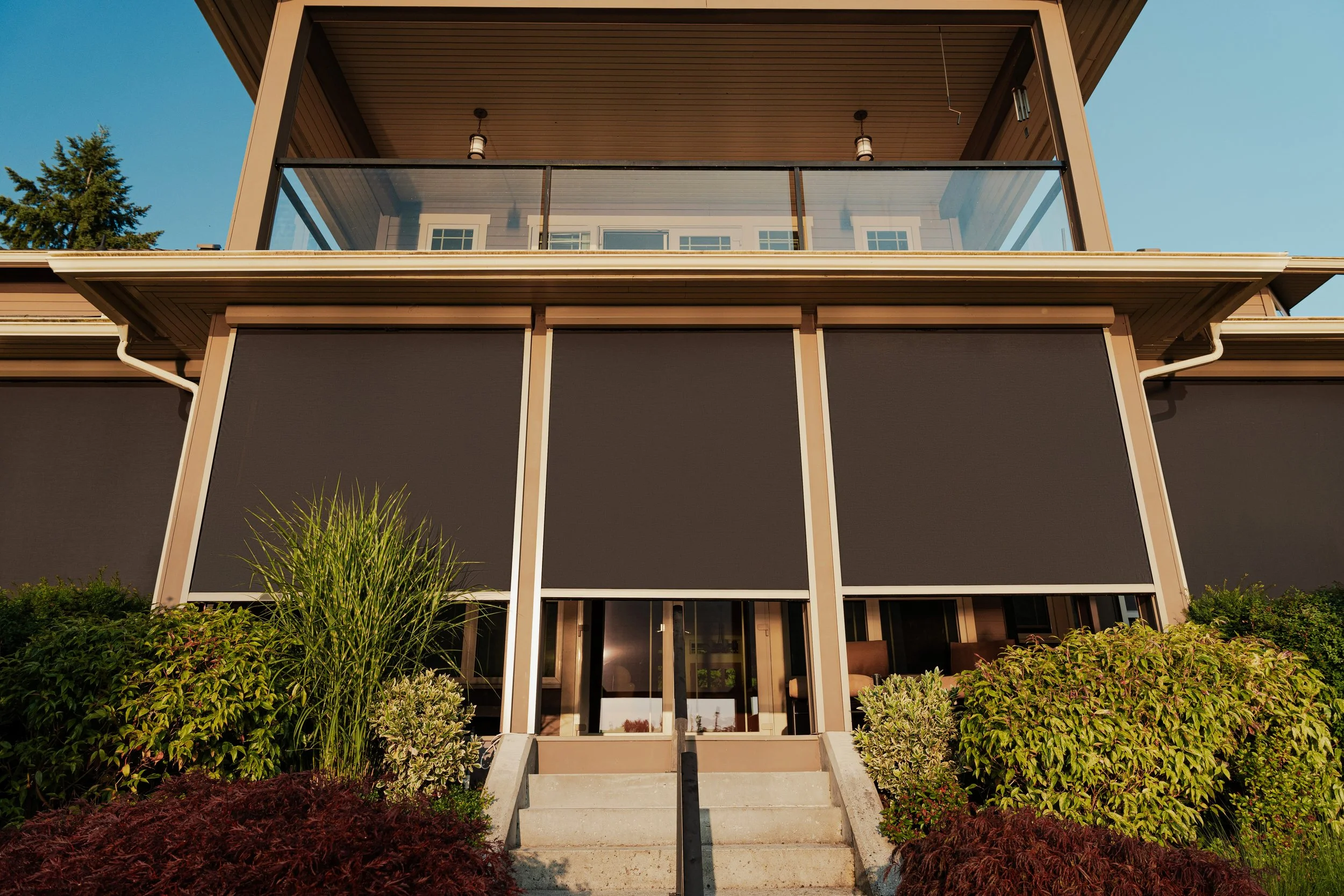 Phantom Motorized Retractable Solar Mesh Screen Trio