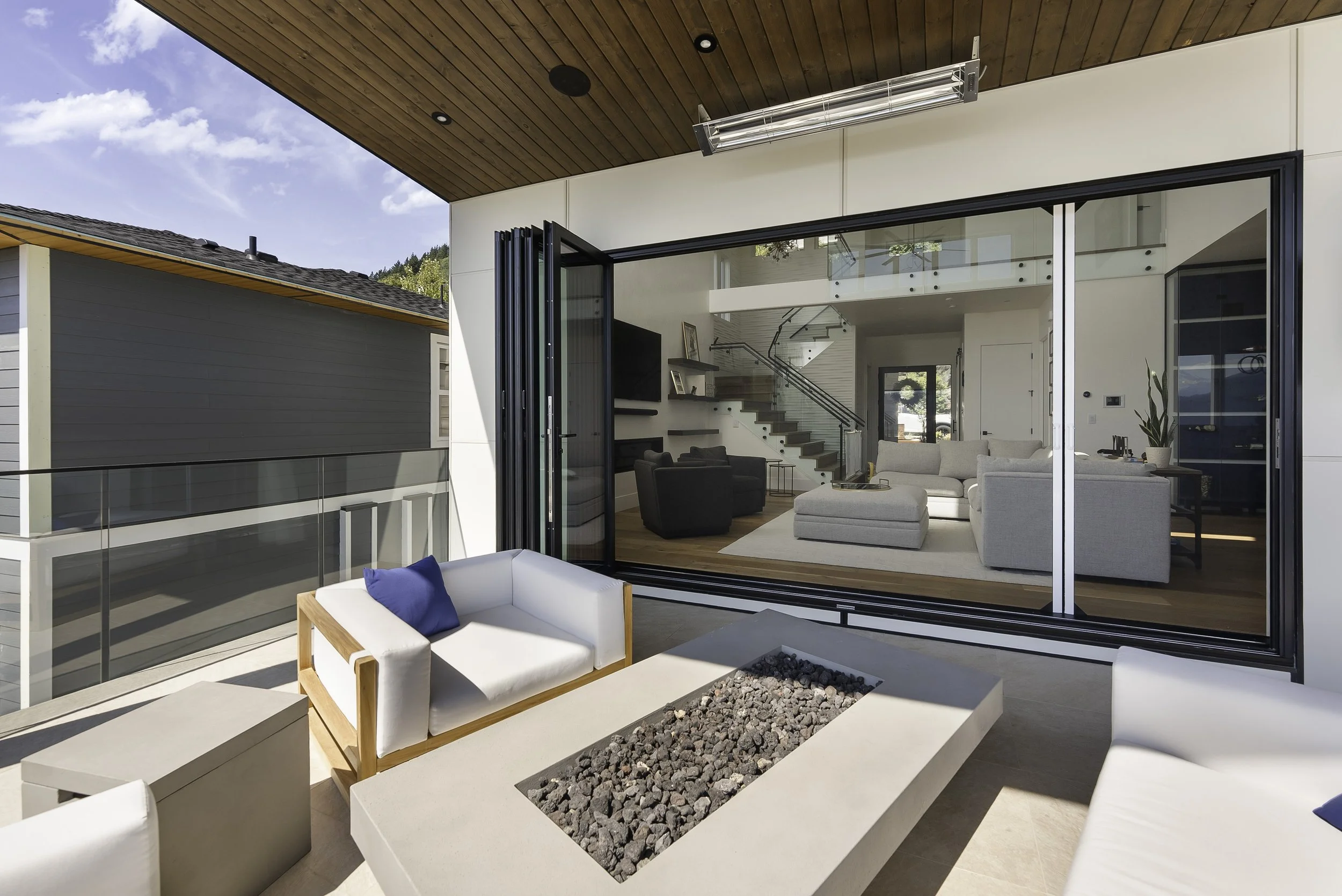 Phantom Oversized Retractable Wall Screen on a Accordion folding door