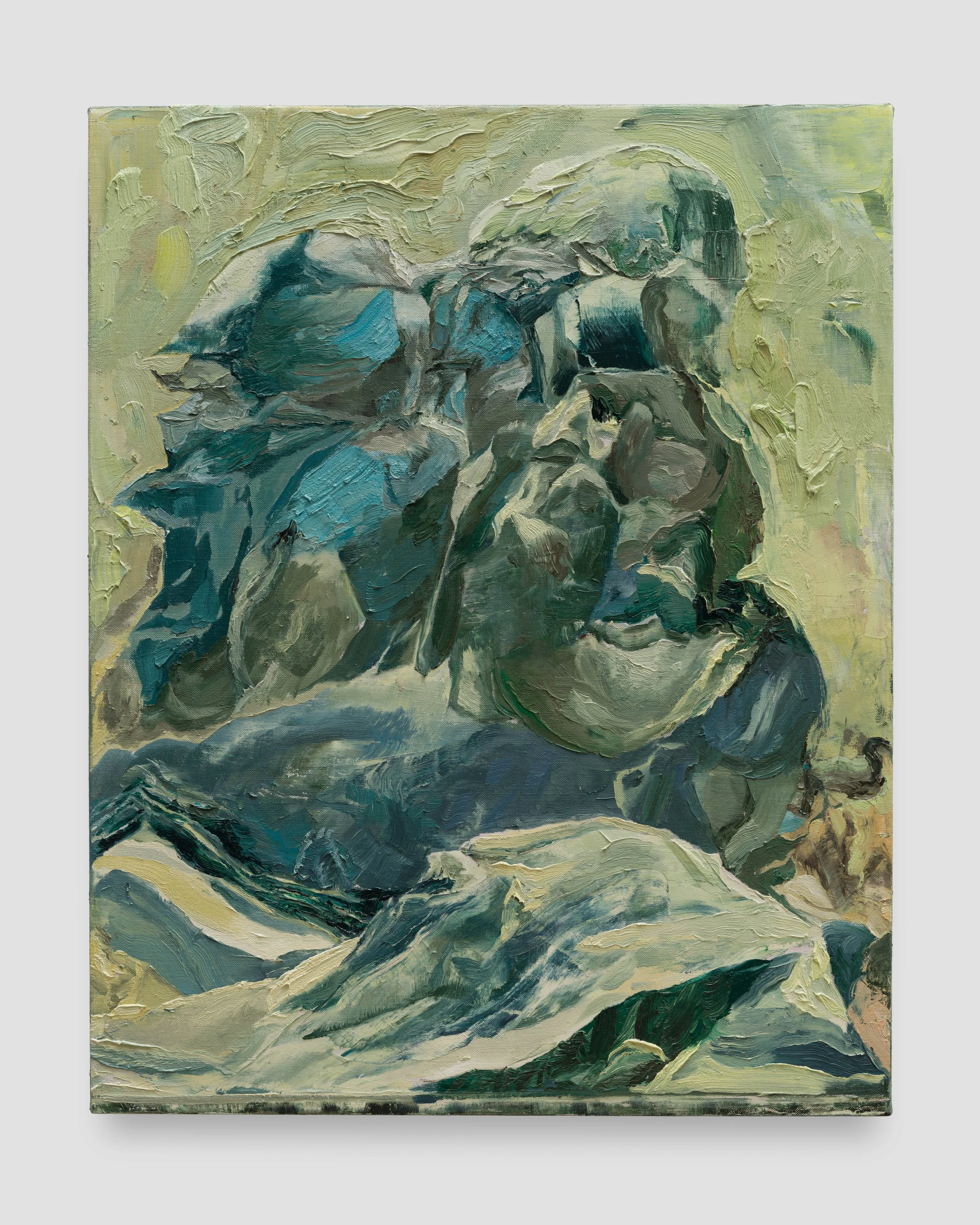 Abigail McCallum, 'Undeliverance (Perched)' (2025), oil on linen, 34 x 27 inches