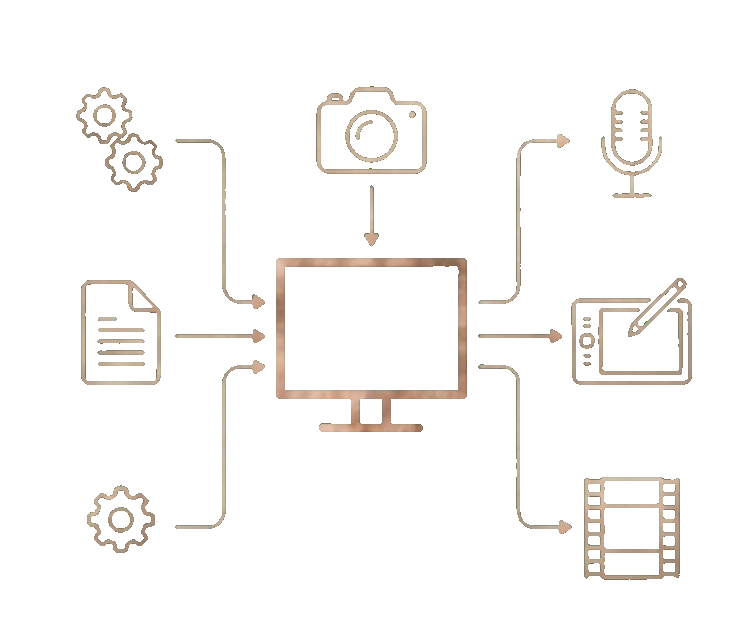 Diagram of a machinery or electronic device with various components, wires, and a control panel, depicted in muted colors.