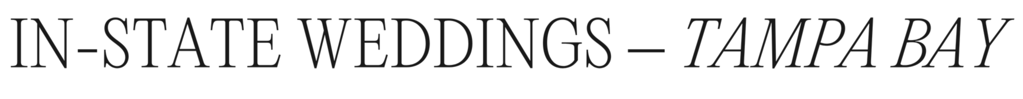 Text reading "In-State Weddings Tampa Bay" with a background of a waterscape and wedding decorations.