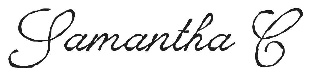 Script font spelling 'Samantha C'.