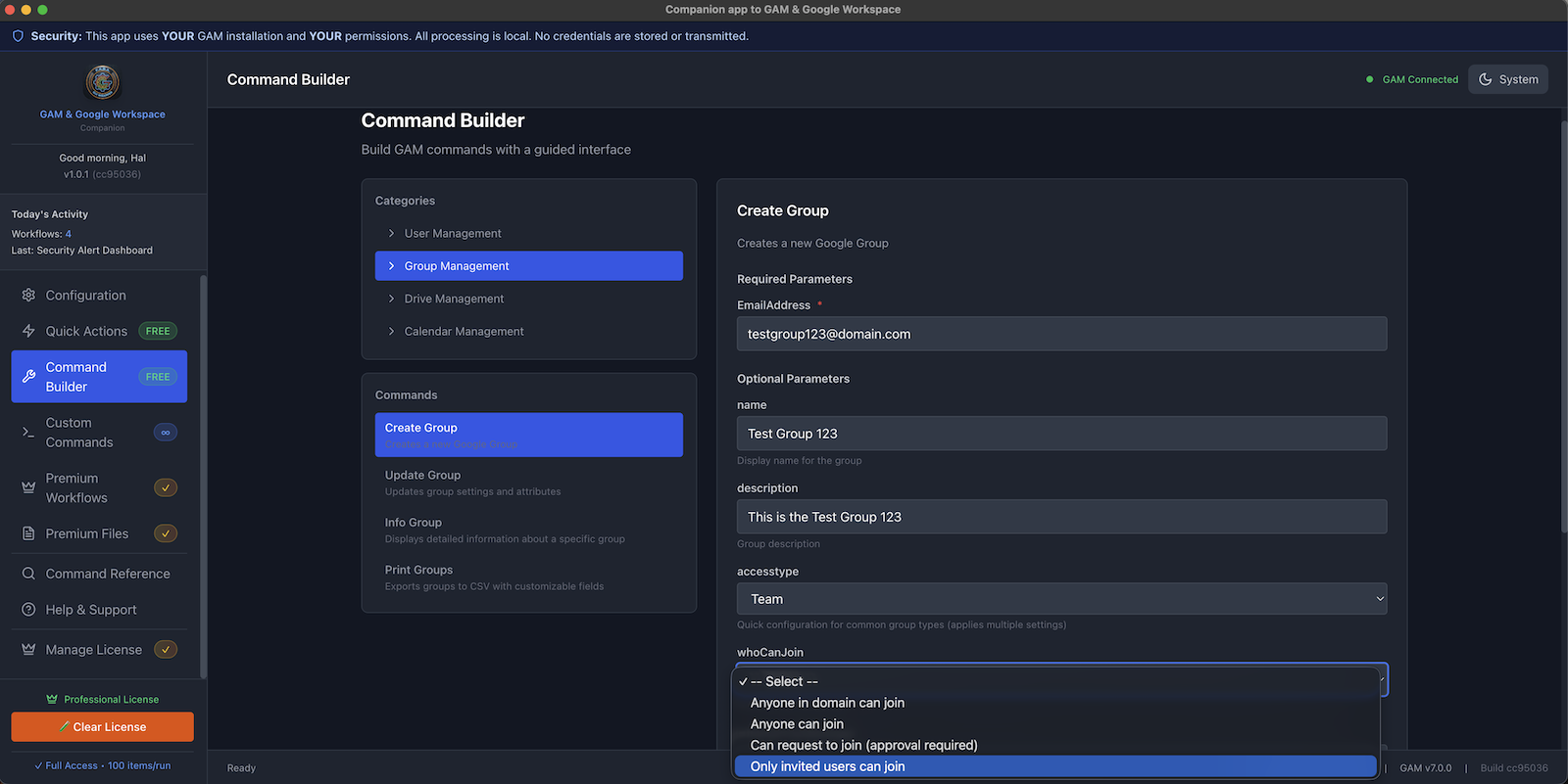Using Command Builder