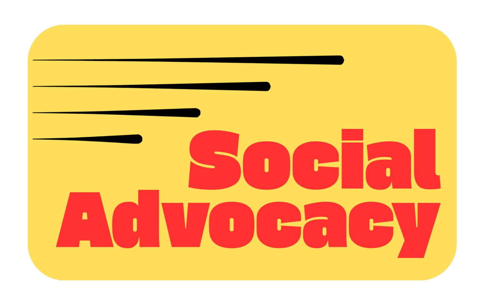 A yellow background with black social media icons above the large, bold, red text that reads 'Social Advocacy'.