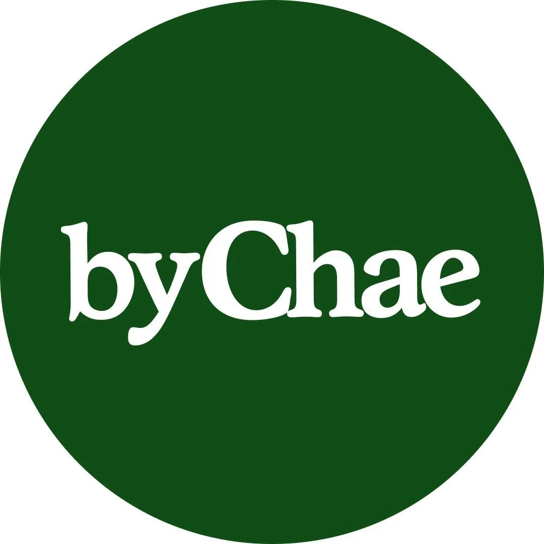 Green circular logo with white text that says 'byChae'.