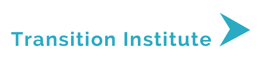 Logo for Clean Energy Transition Institute with text and a blue arrow.