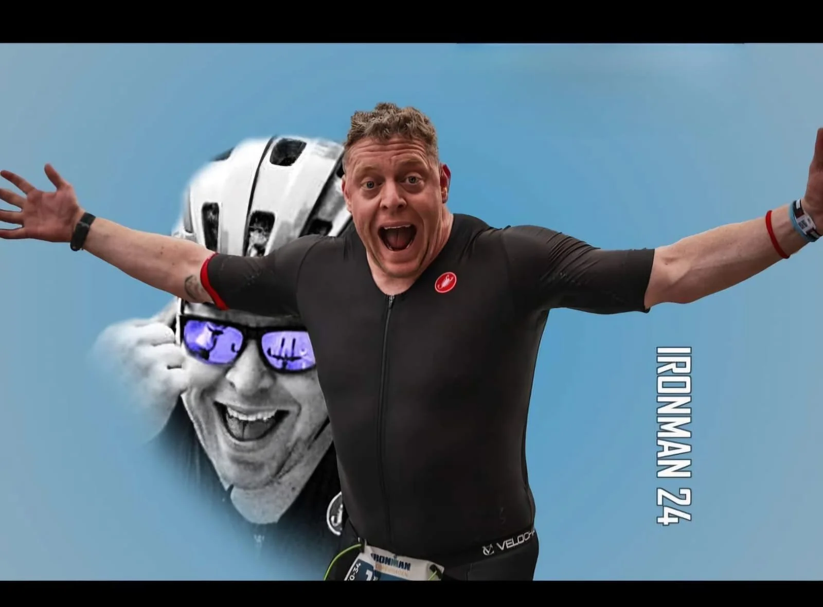Mike Wood completing an Ironman triathlon