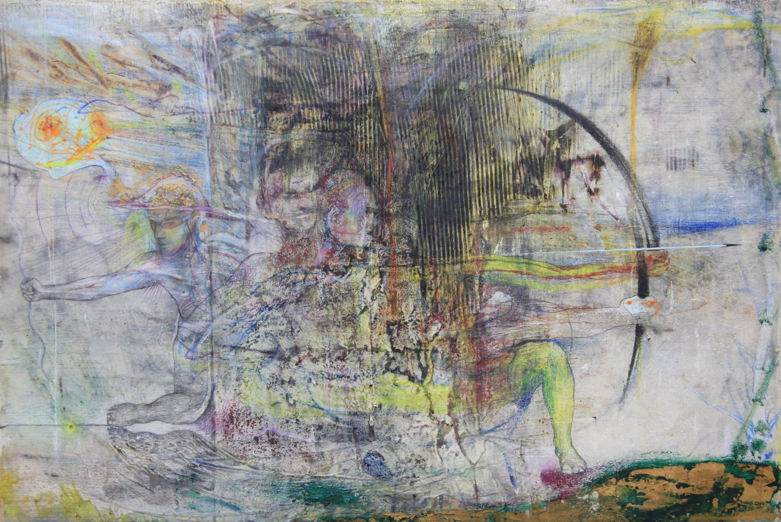 Los Links | 23” x 15.5” | 2025 | Mixed Media on Panel 