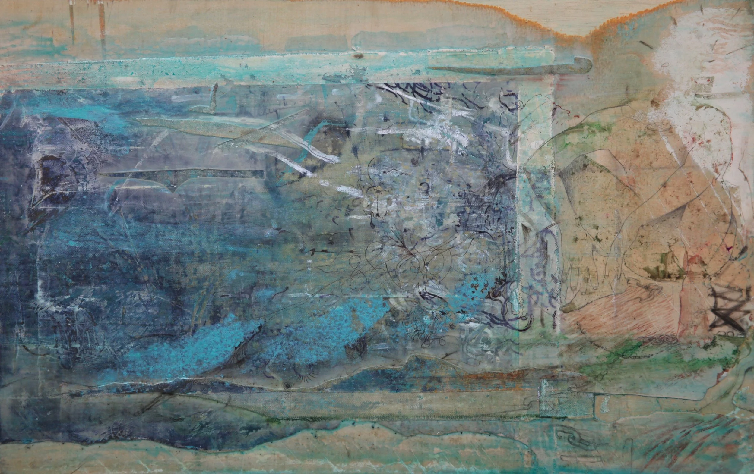 Empty Cloud | 24" x 15" | 2025 | Mixed media on panel 