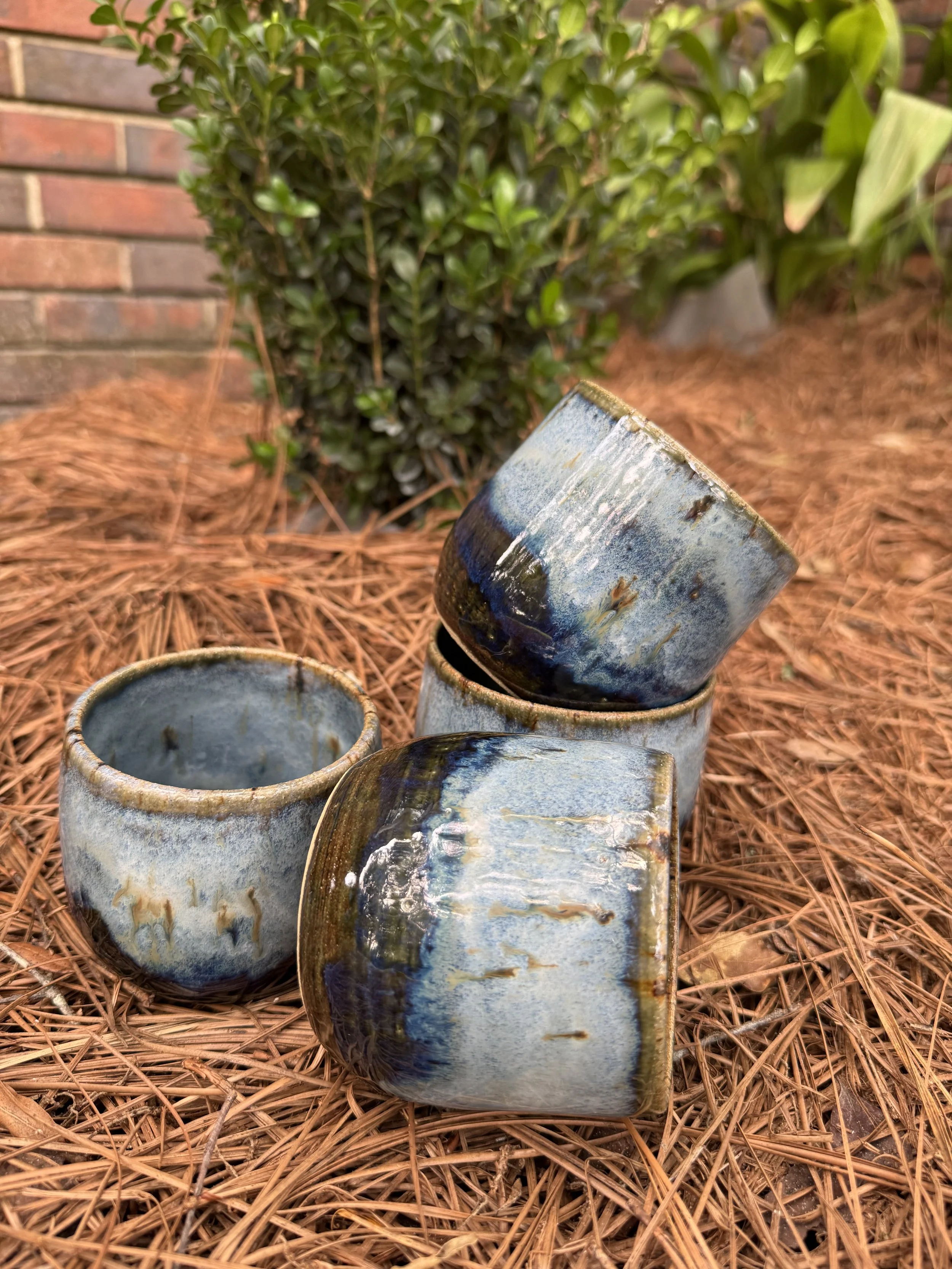 Blue Handleless Coffee Mugs