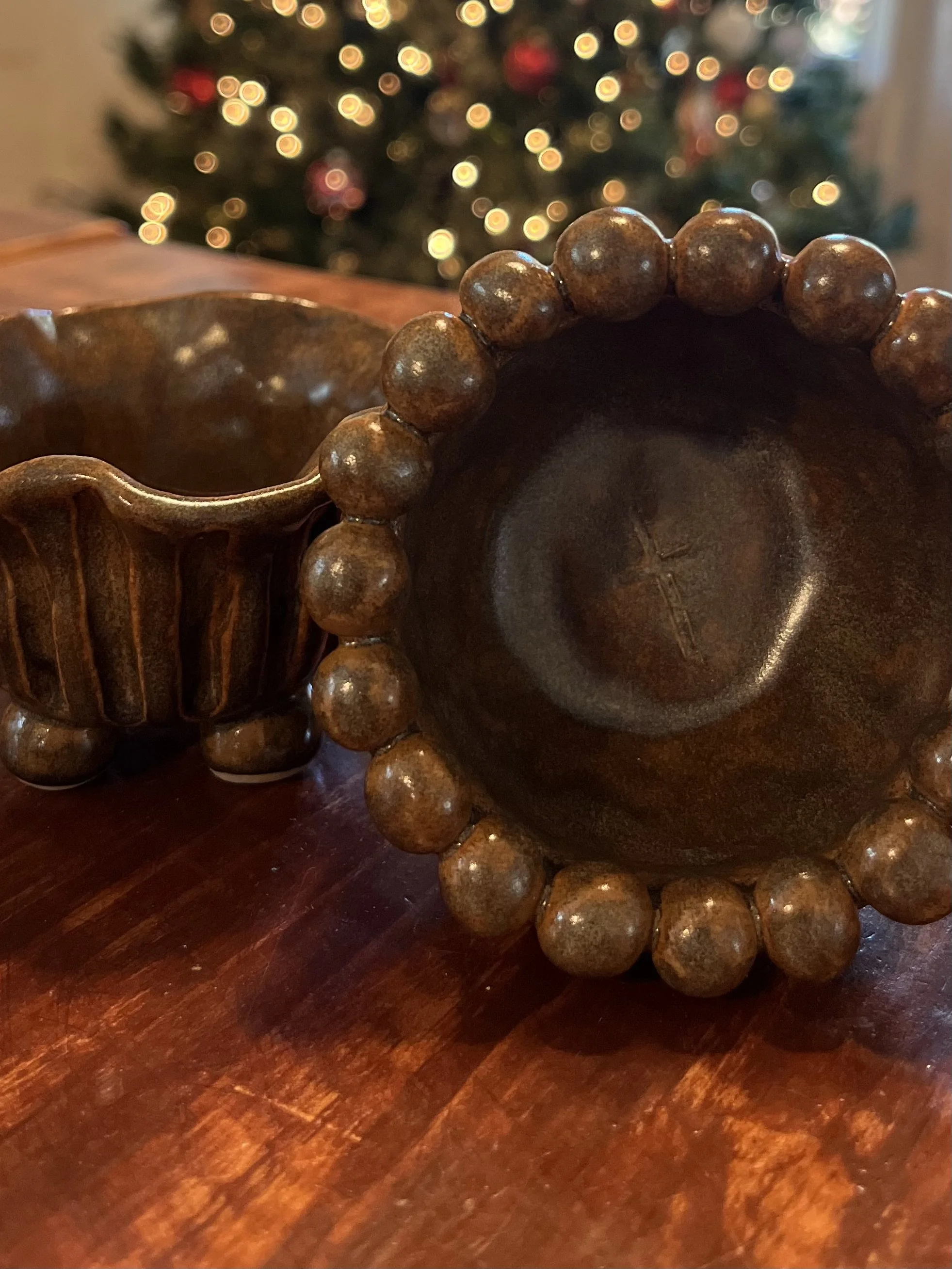 Hand-Built Mini Iron Lustre Beaded Ring Bowl