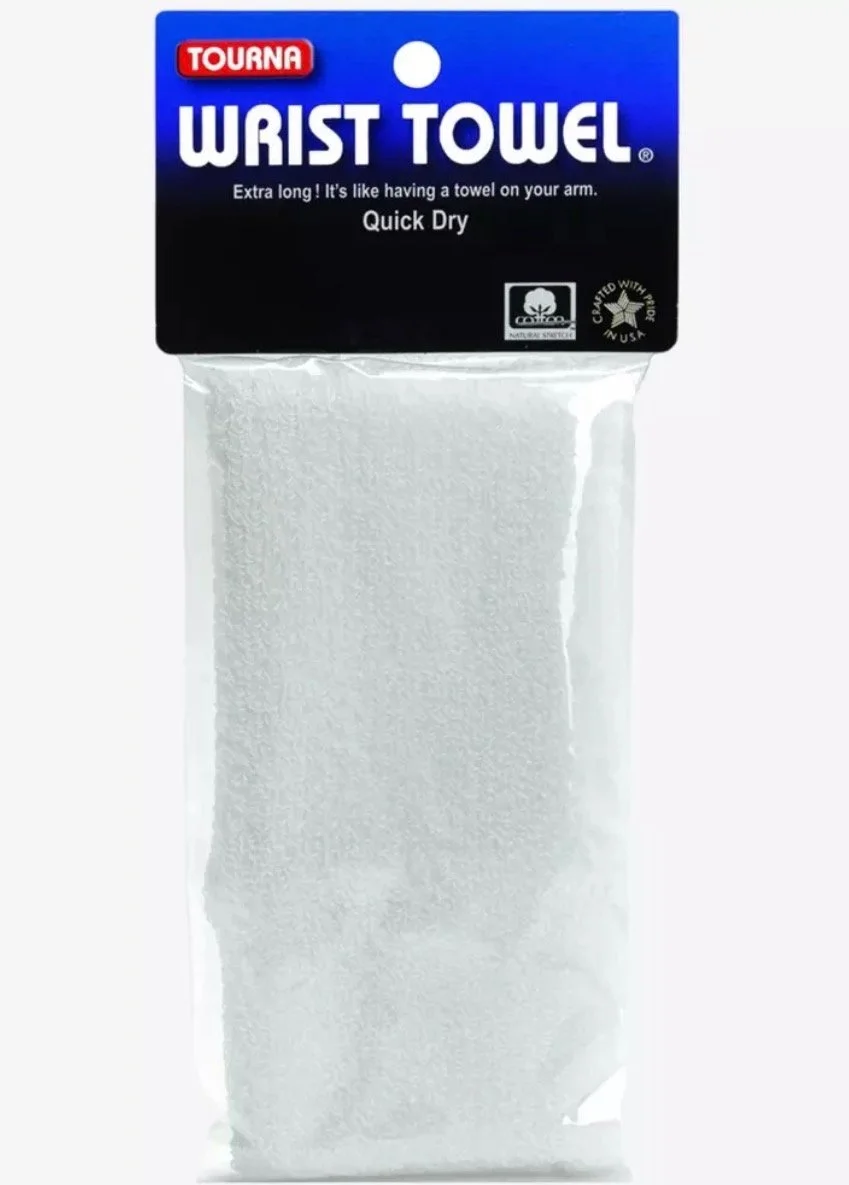 TOURNA Wrist Towel -White 6in Extra Long .jpeg
