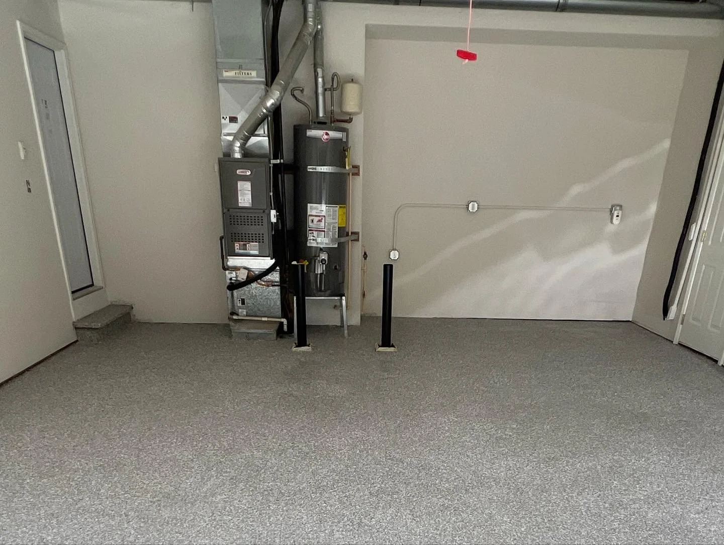 Freshly painted garage & new epoxy flooring