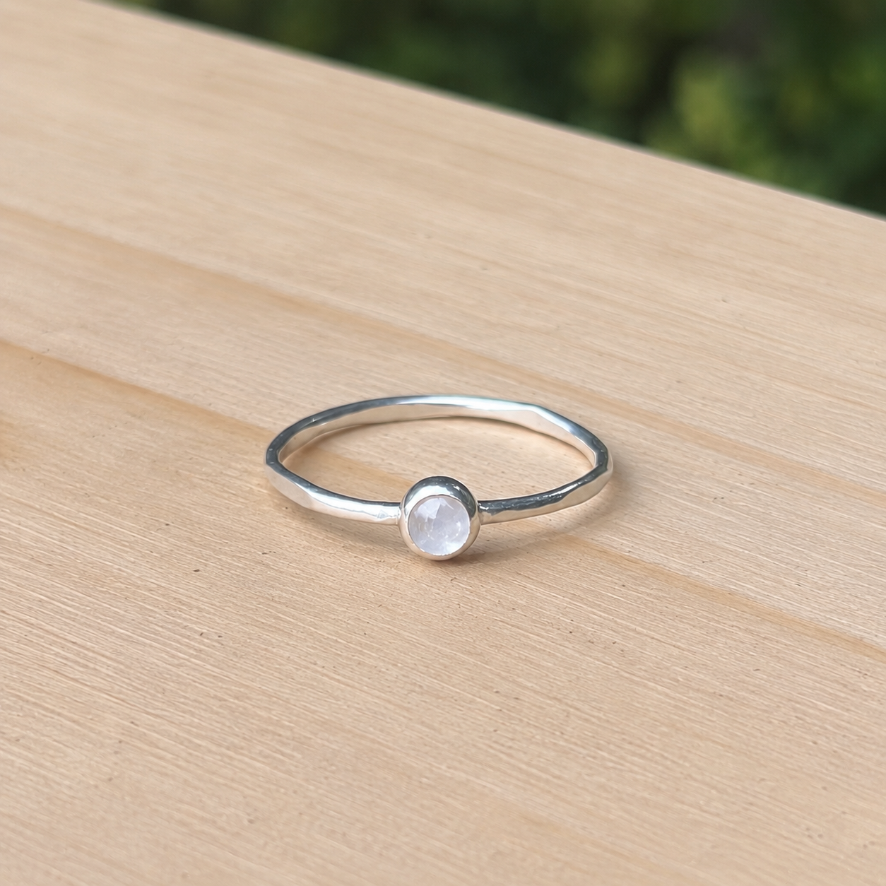 Hammered Solitaire Stacker Ring