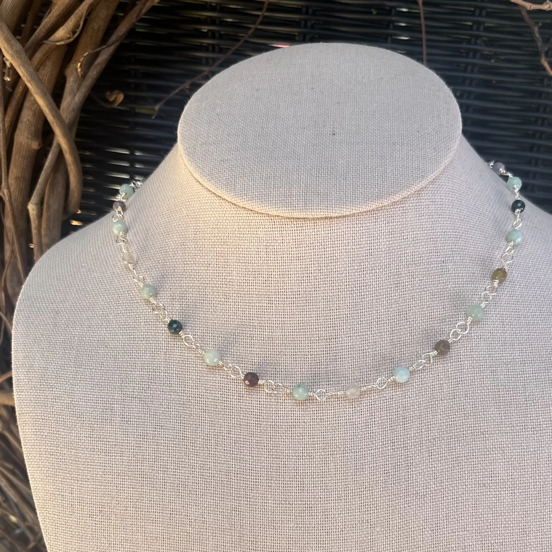 Necklace ~ Silver, Amazonite, Fancy Jasper