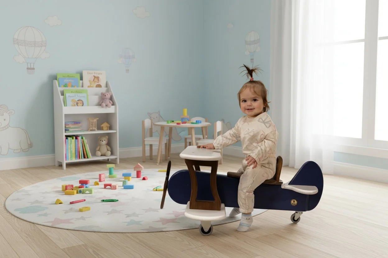 Ride-On Wooden Biplane