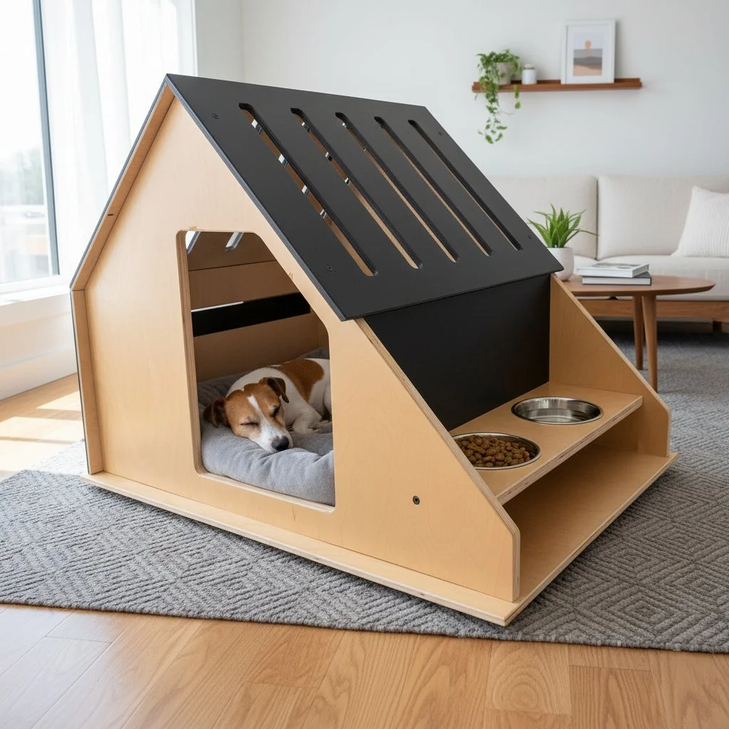 Dog House (Small) With Feeding Station