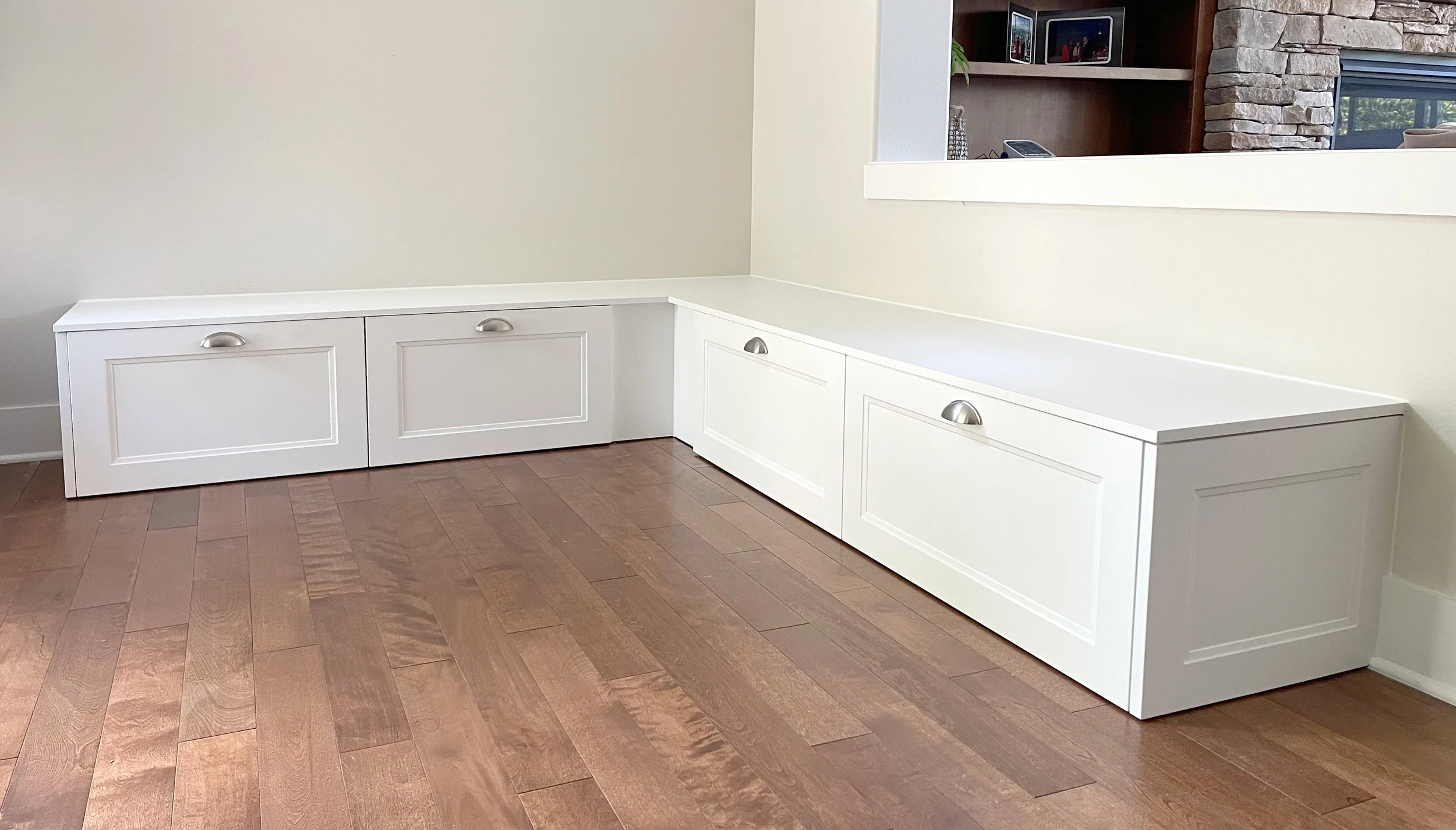 Custom Window Seat Bench with Deep Drawer Storage for Nook Area - Sai Remodeling LLC Issaquah