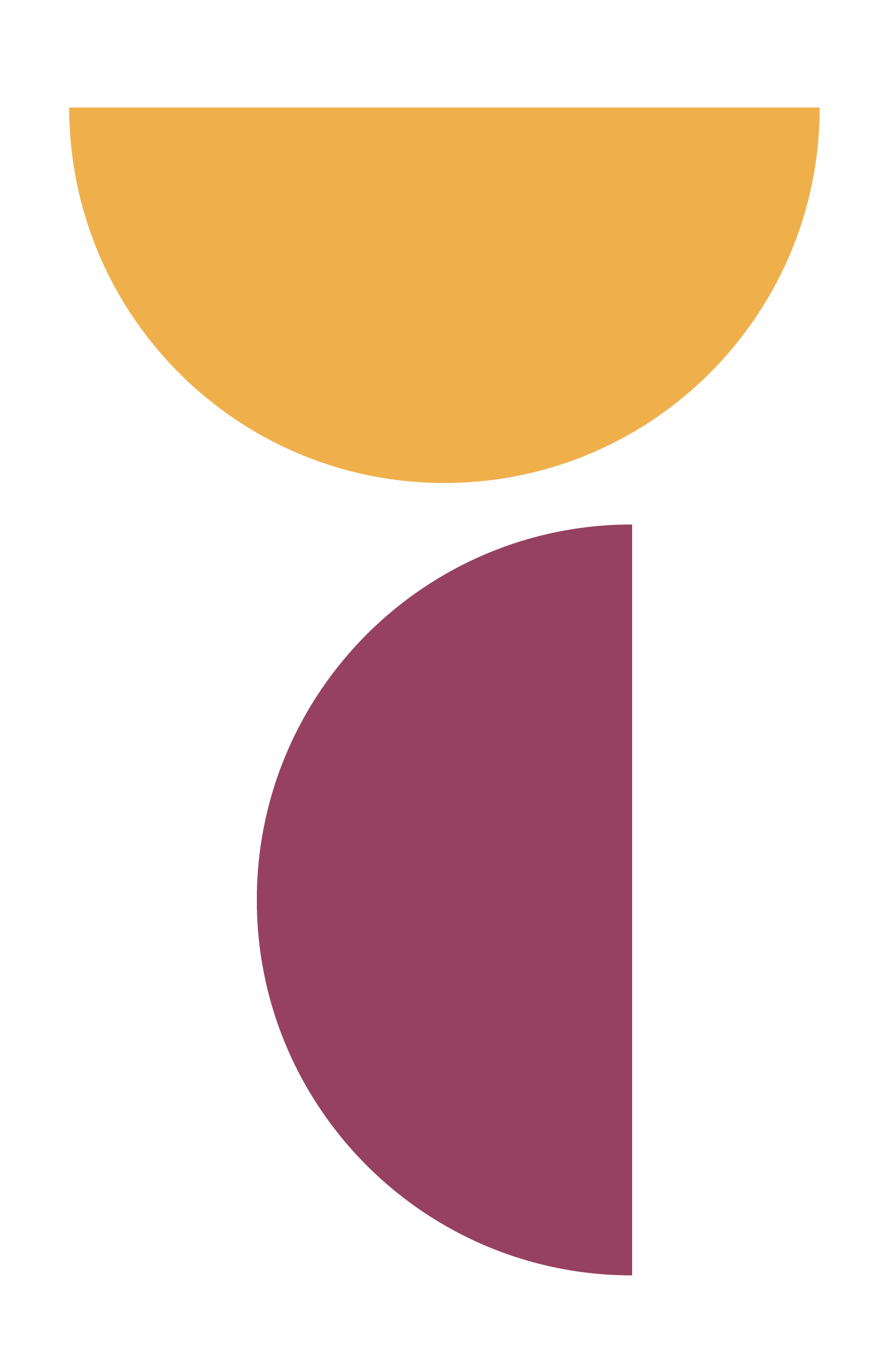 A pie chart with two segments; the top segment is orange and the bottom is dark red.