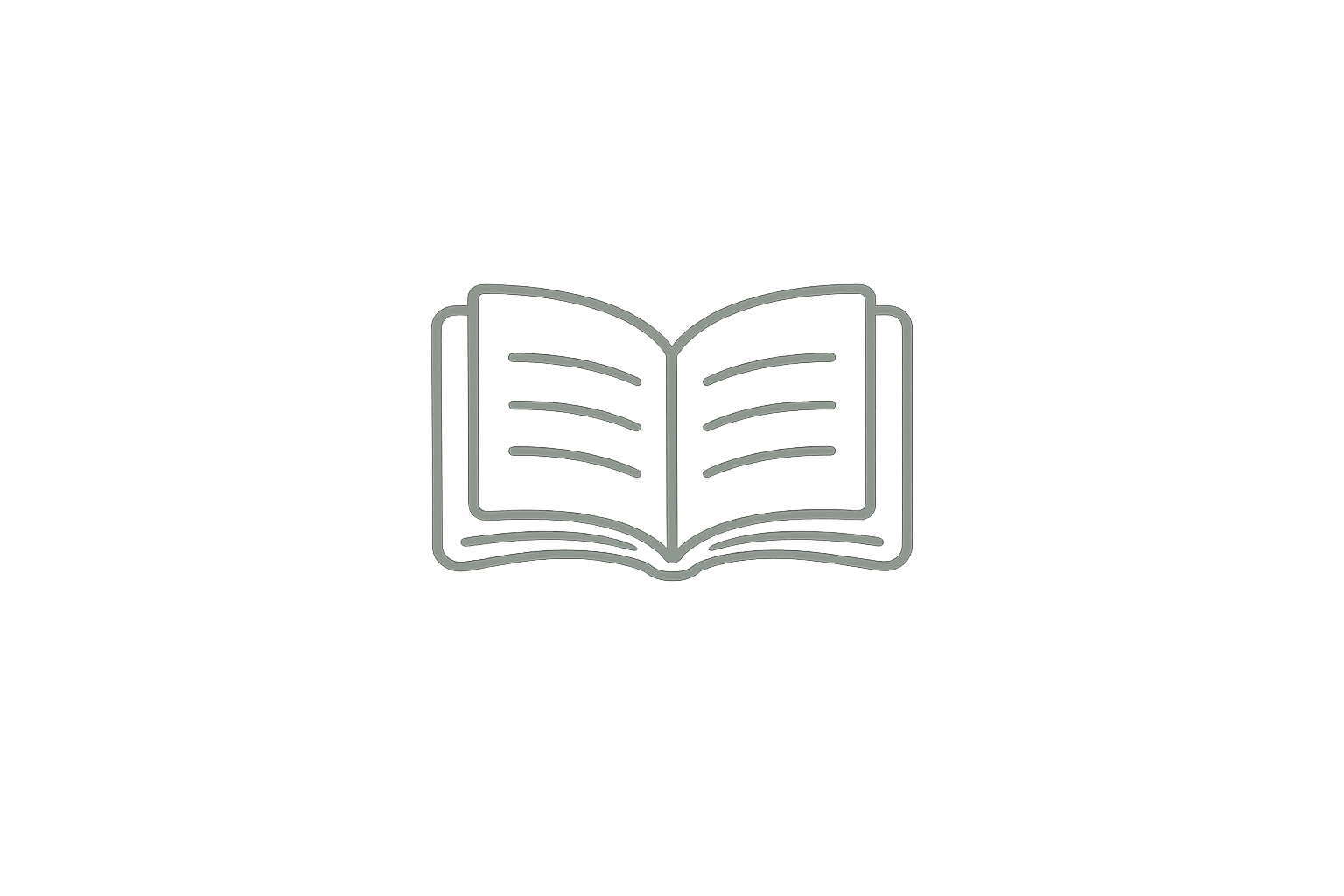 Outline of an open book with lines representing text.