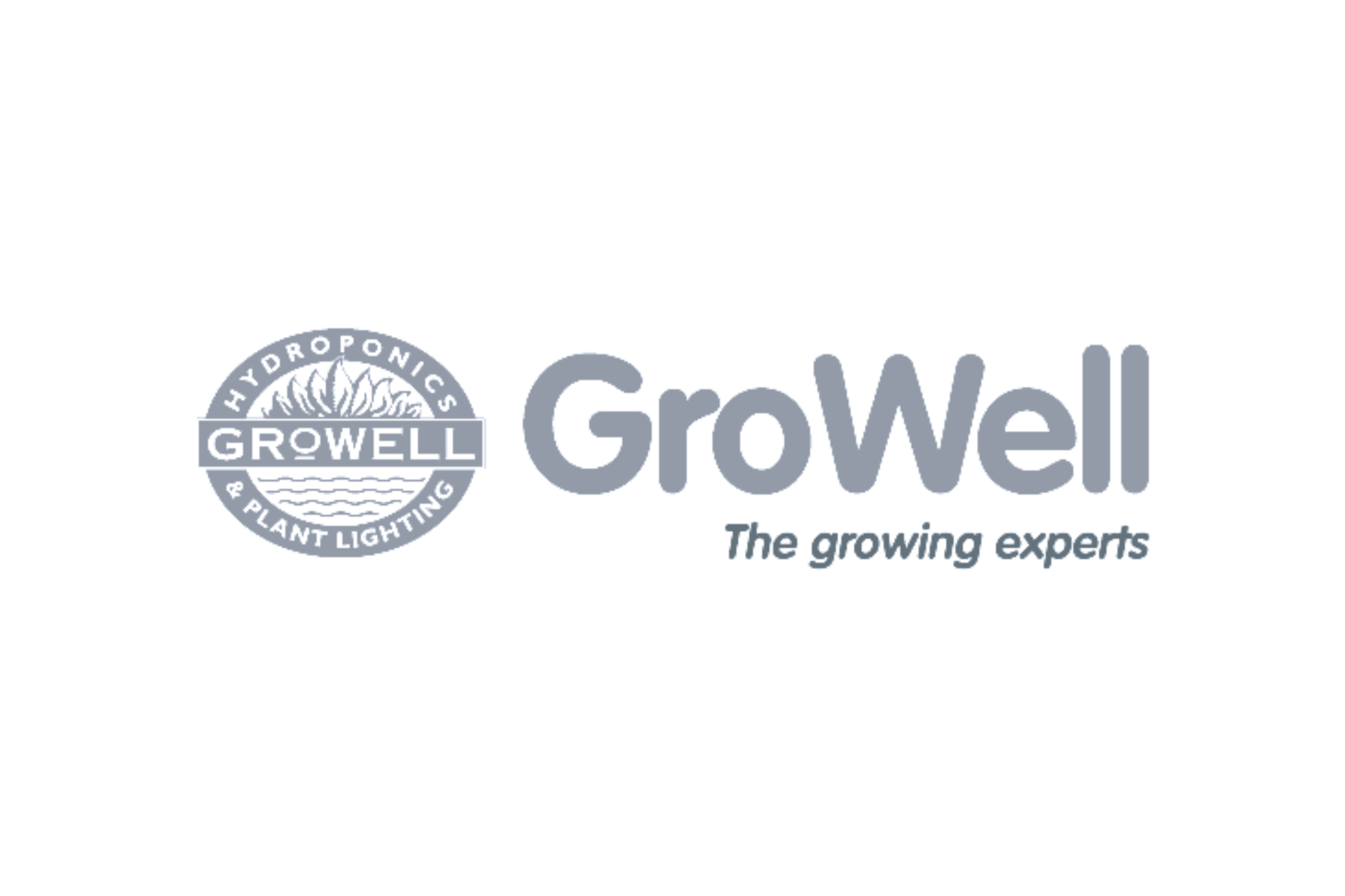 Growell logo featuring a leaf and water elements, with the tagline 'The growing experts'.