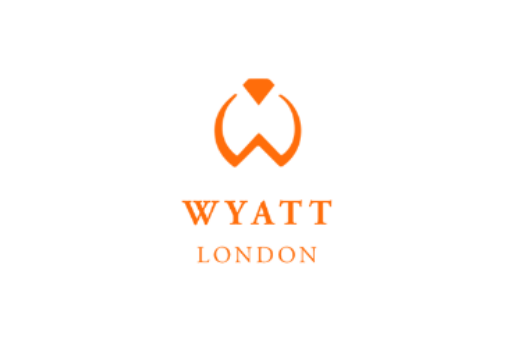 Logo for WYATT London featuring an orange stylized 'W' with a diamond shape on top, and the text 'WYATT LONDON' below in orange.
