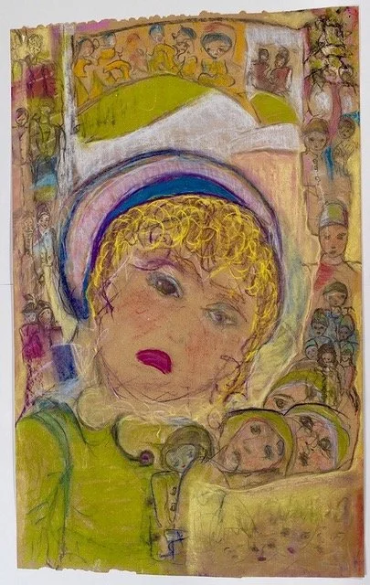 Iris Klein 
 Nursing War , 2017 
Chalk pastel on archival brown paper 
39.75 x 24 in