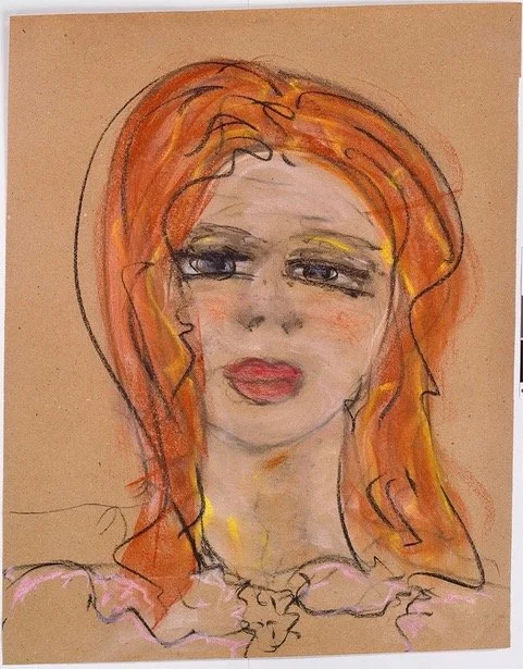 Iris Klein 
 Red Head , 2017 
Chalk pastel on archival brown paper 
24 × 19 in