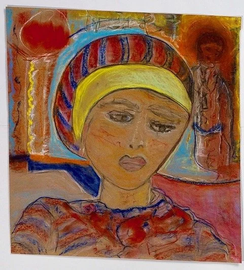 Iris Klein 
 Mothers as Daughters , 2017 
Chalk pastel on archival brown paper 
24 x 22.25 in