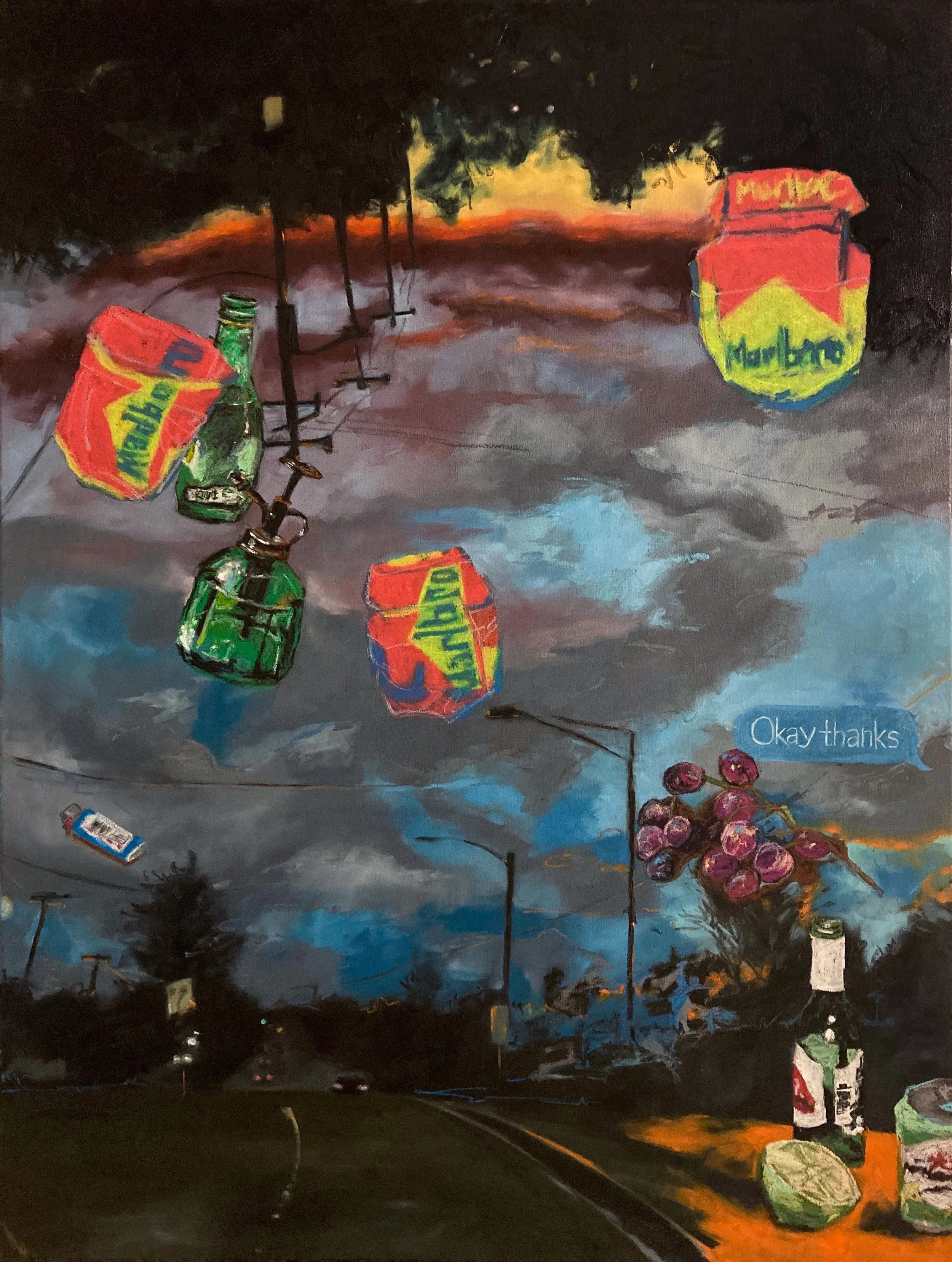 Katherine Kesey 
 Normal Objects , 2022 
Oil and soft pastel on canvas 
48 × 36 in 