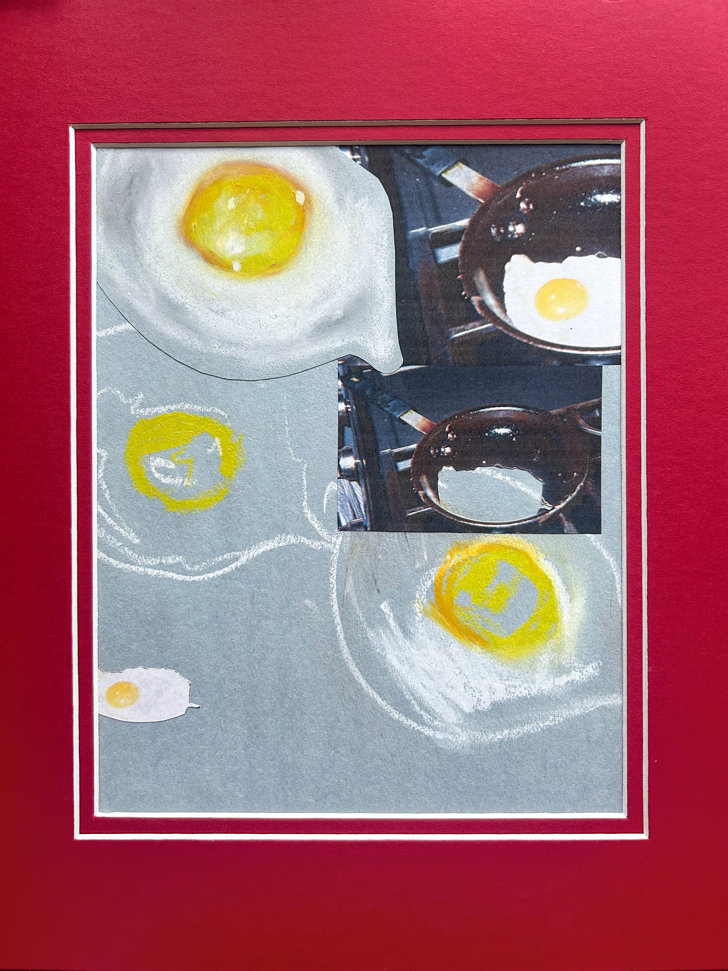 Katherine Kesey 
 Eggs , 2025 
Soft pastel and collage on paper 
10 × 8 in | matted to 14 x 11 in