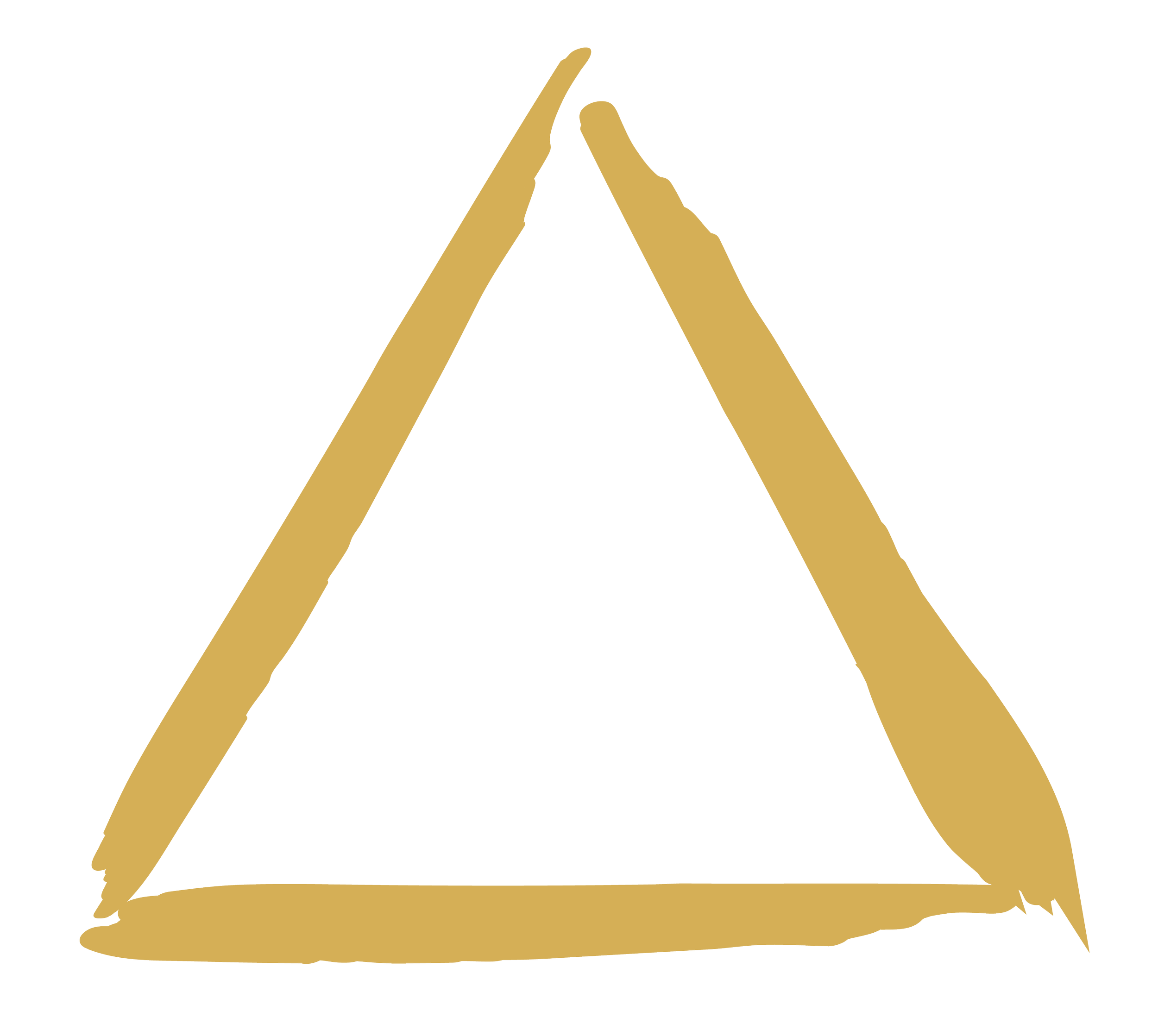 Stylized gold outline of a triangle on a black background.