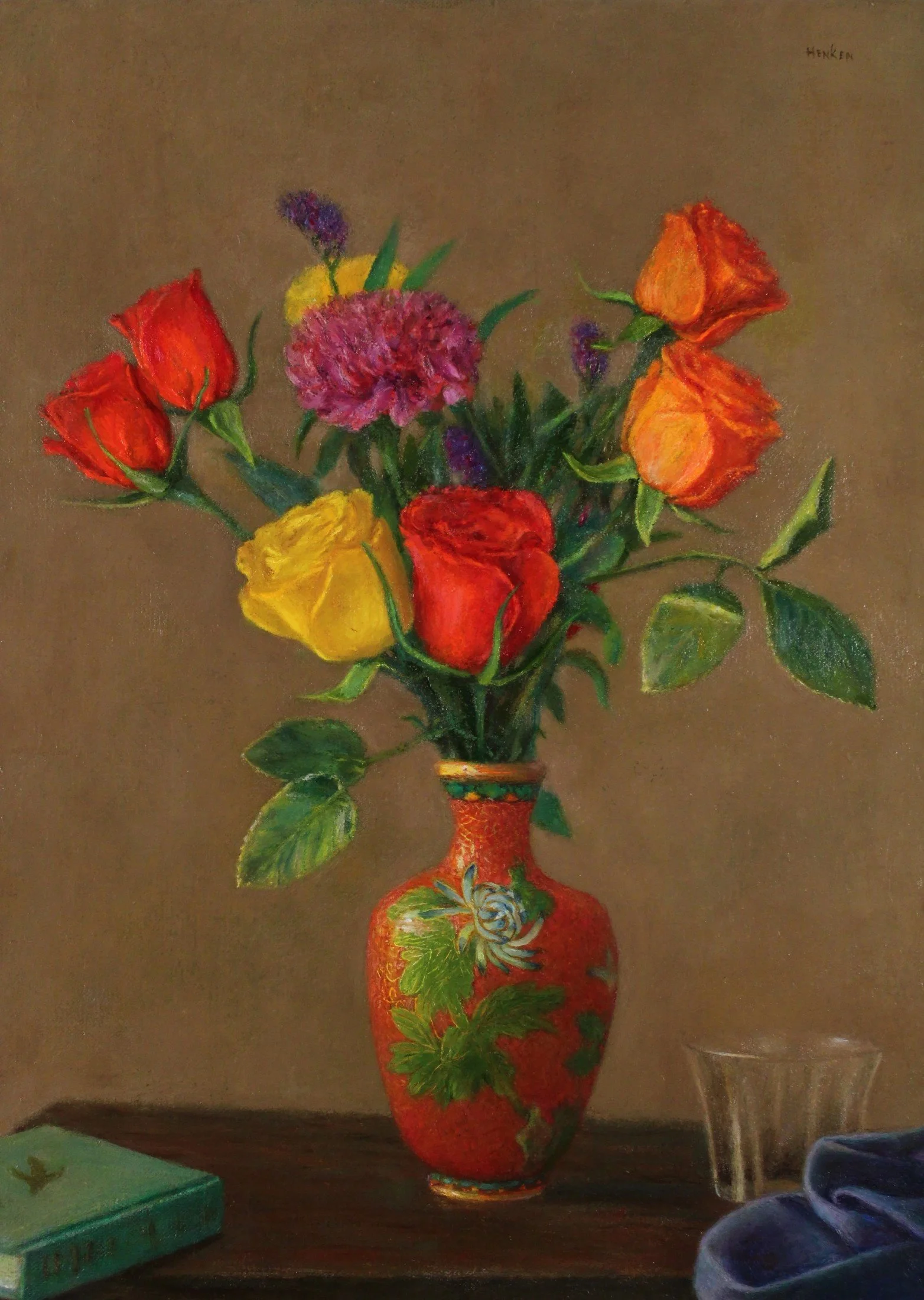 Red Vase with Roses