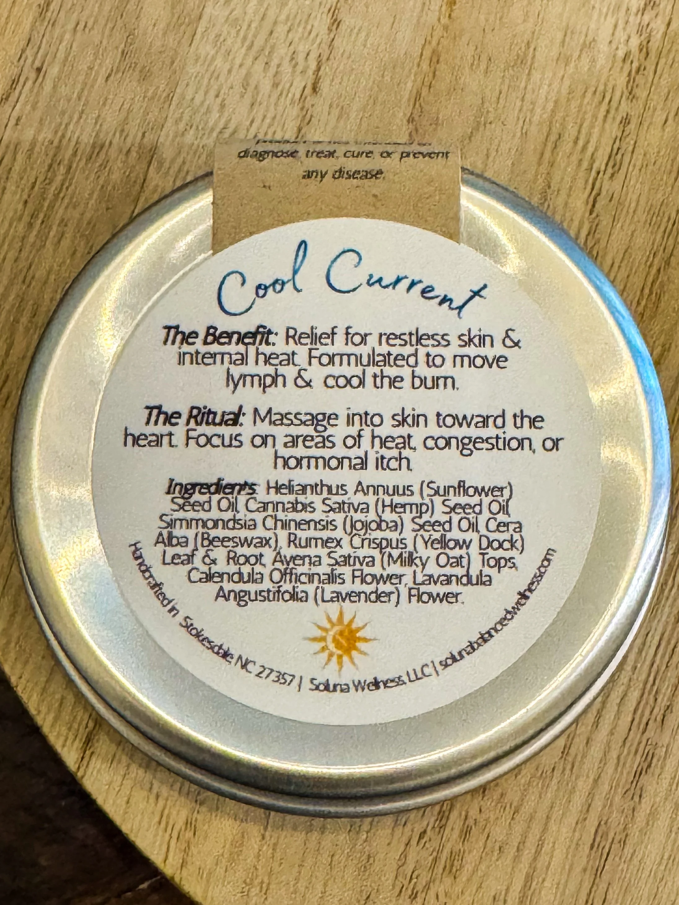 Cool Current herbal salve for lymphatic drainage and cooling relief.