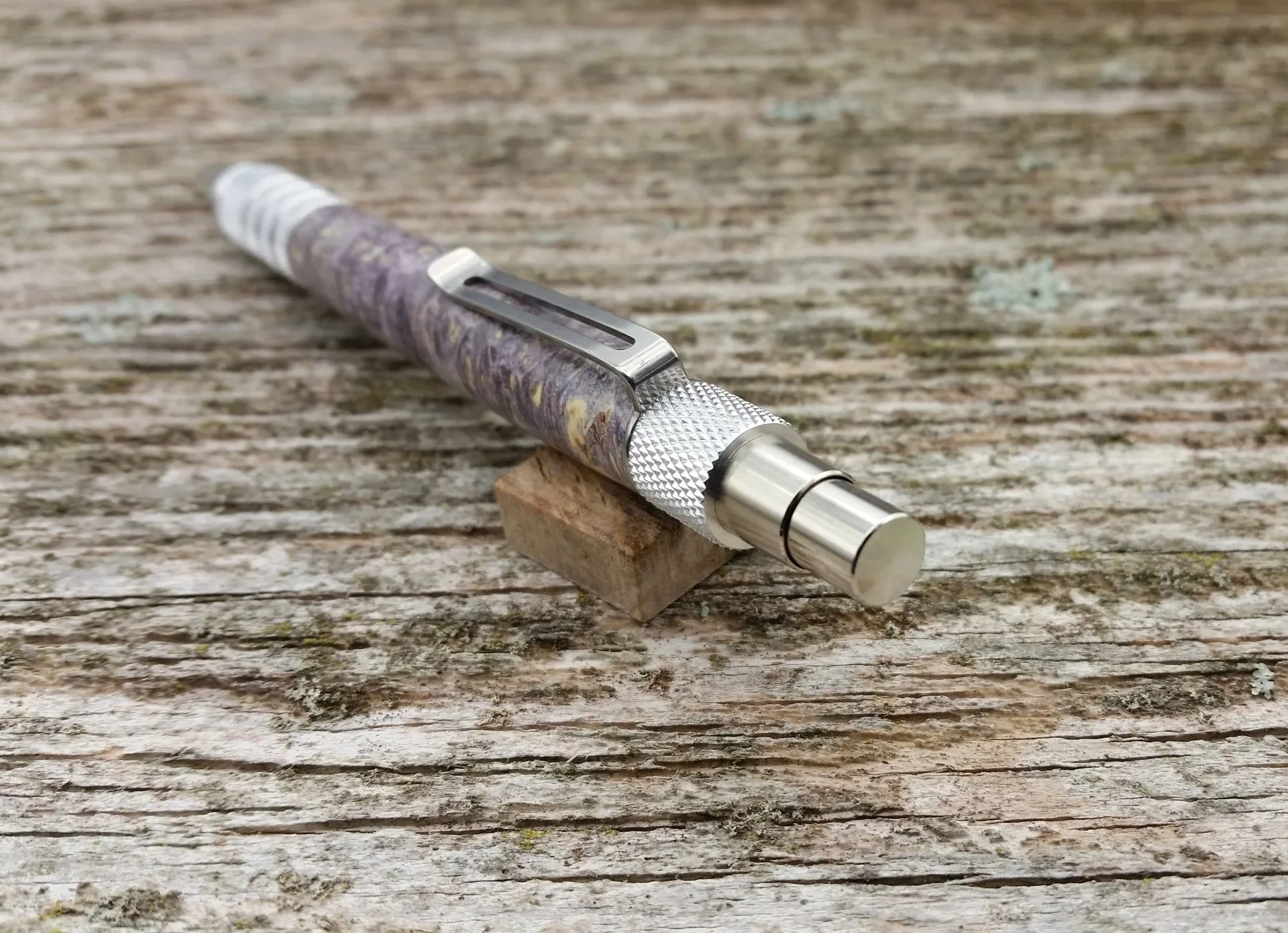 ballpoint click pen aluminum and purple burl