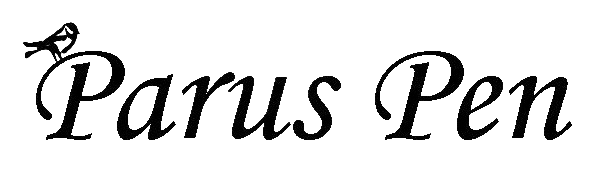 The image displays the logo of Parus Pen, featuring stylized cursive black text on a transparent background.
