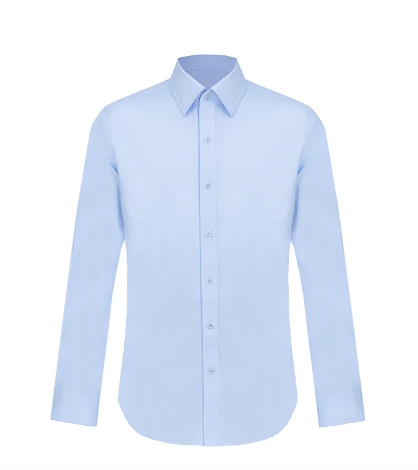 Italian straight collar light blue shirt