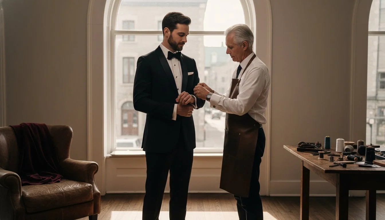 Find your perfect custom wedding tuxedo in Montreal. This guide demystifies bespoke tailoring, from hand-drafted patterns to luxury fabrics for your special ...