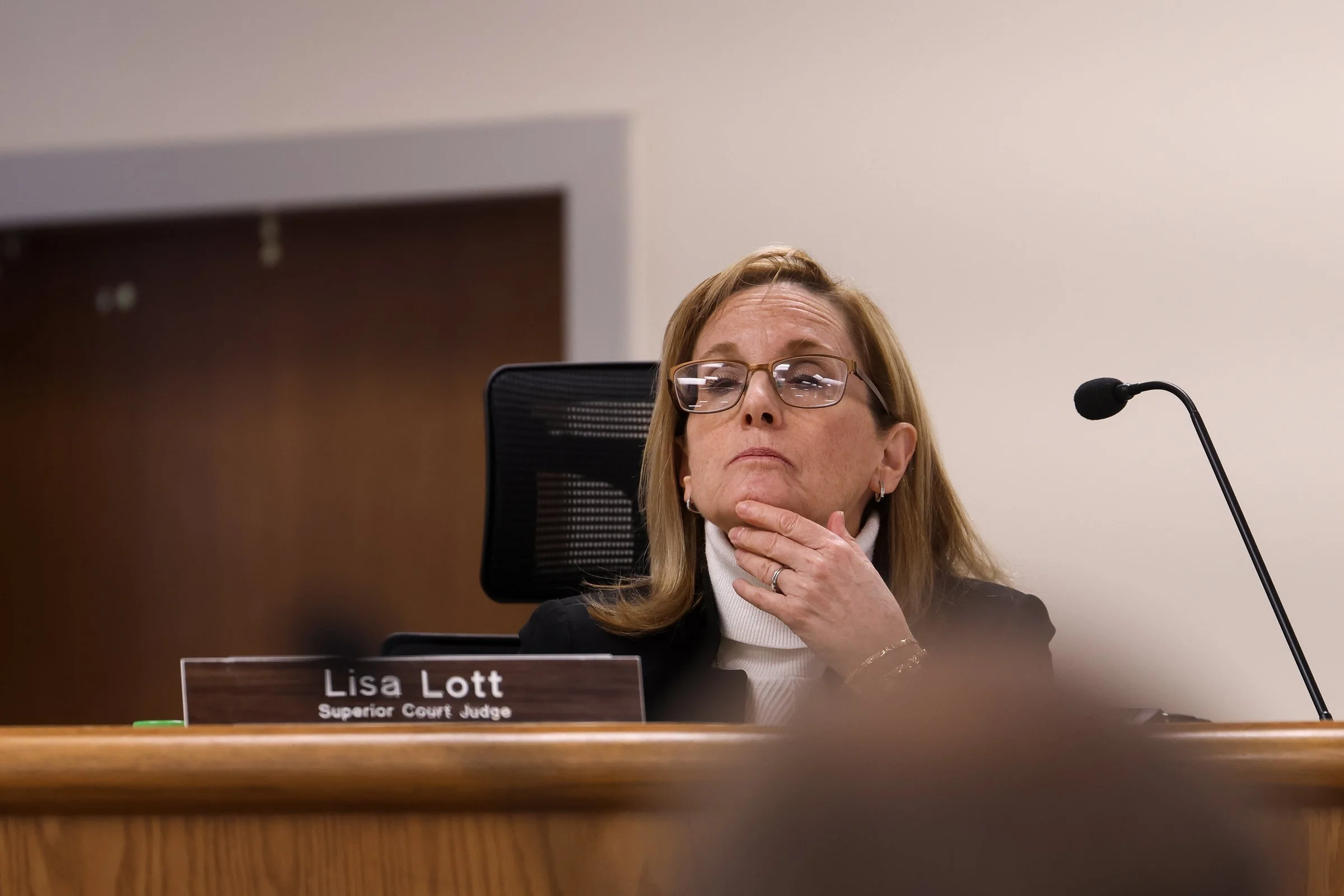 Superior Court Judge Lisa Scott watches opening statements during the Tara Baker murder trial at the Athens-Clarke County Courthouse in Athens, Georgia, on Monday, Feb. 2, 2026. (Photo/Kaleb Tatum)