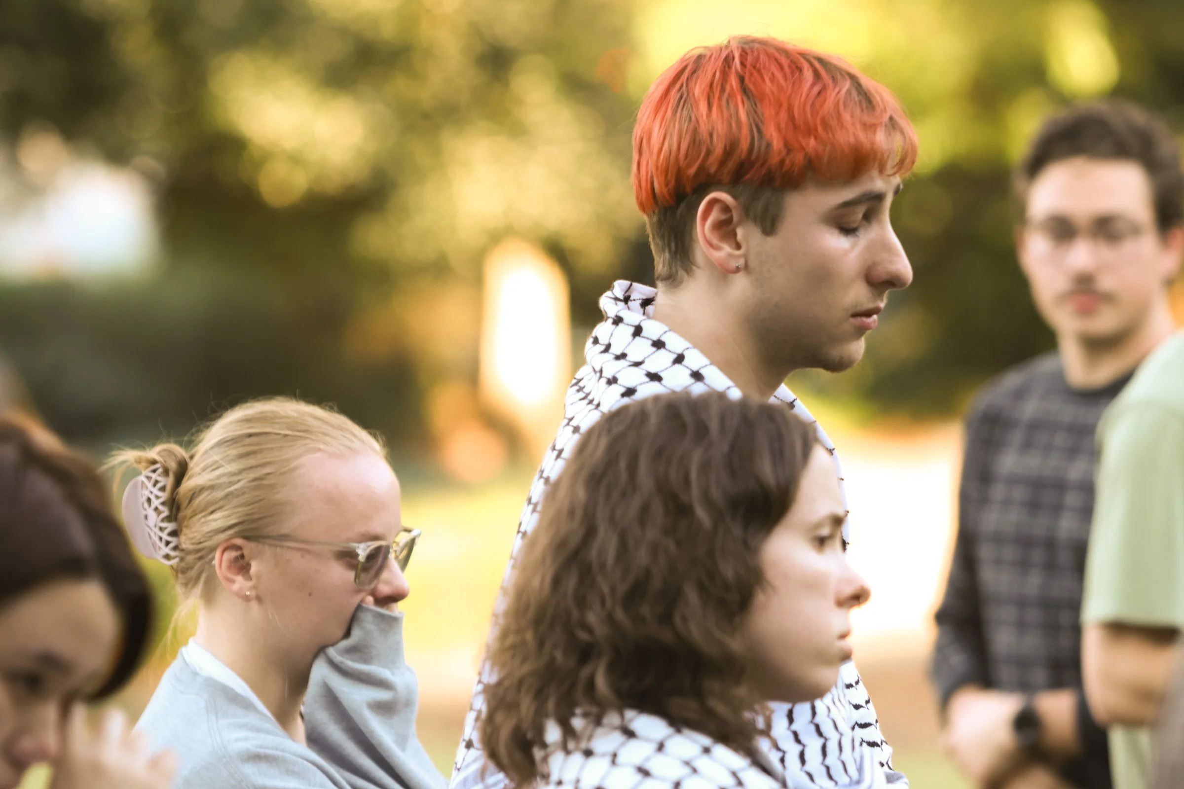 Memorial attendees Dellar Weldon and Young Democratic Socialists of America Abby Lautrtbach get emotional during the Fight For Our Rights memorial service at the University of Georgia’s North Quad on Oct. 25, 2024. The Young Democratic Socialists of 