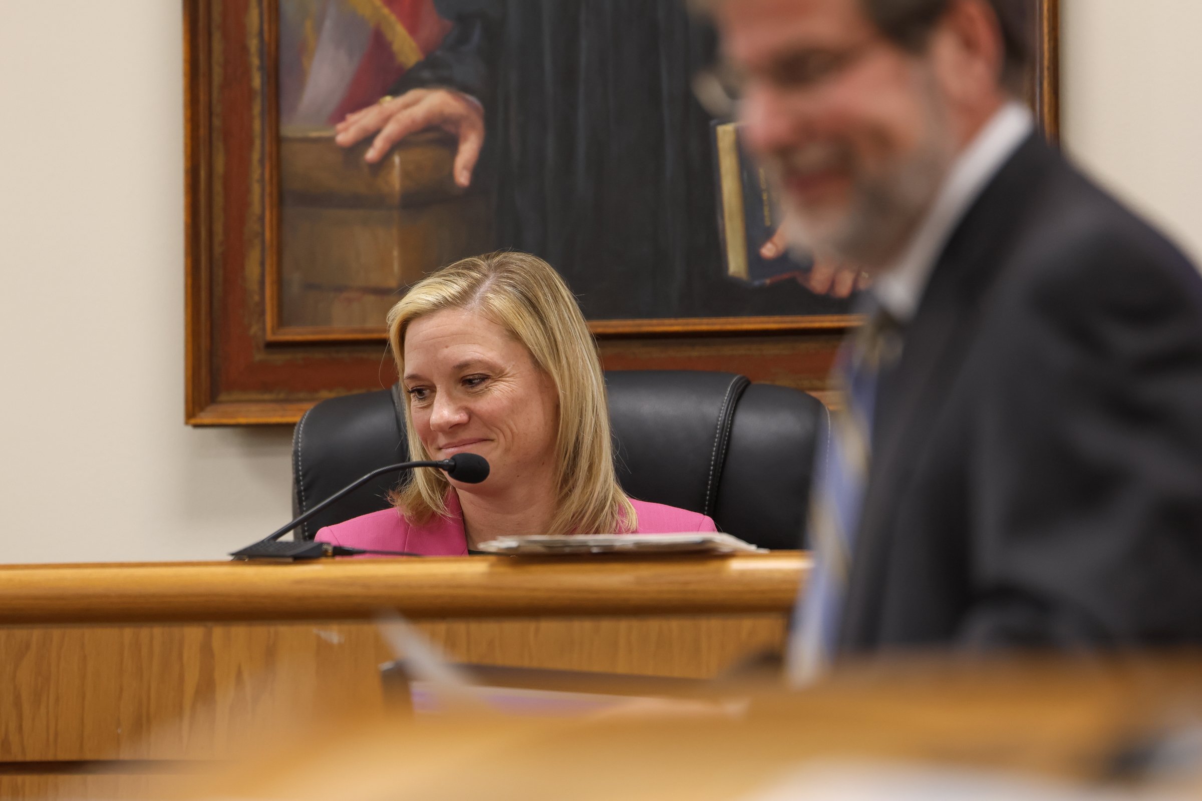 Agent Elizabeth Bigham, of the Georgia Bureau of Investigation, sits on the witness stand during the Tara Baker murder trial at the Athens-Clarke County Courthouse in Athens, Georgia, on Monday, Feb. 2, 2026.  Bigham along with Jeremy Howell from the