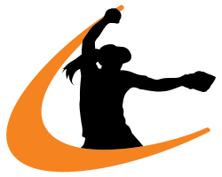 A black background with an orange swoosh design.