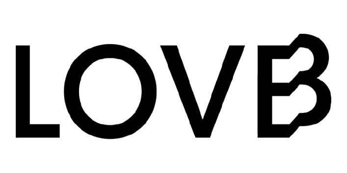 The word "LOVE" with a heart symbol as the letter "V" and the number "3" replacing the letter "E" in a stylized black outline.