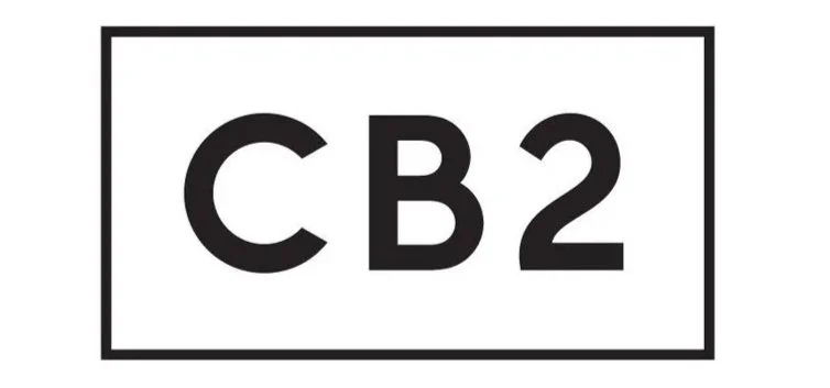 Black text reading 'CB2' inside a rectangular border on a white background.
