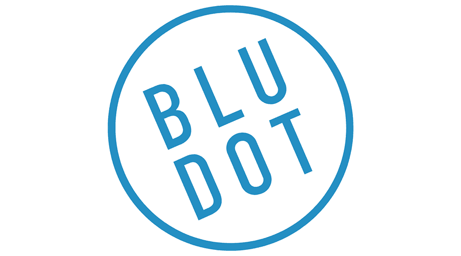Blue Dot logo with the words 'BLU DOT' inside a blue circle.
