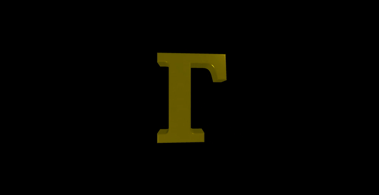 A large yellow letter 'I' in the center of a black background.