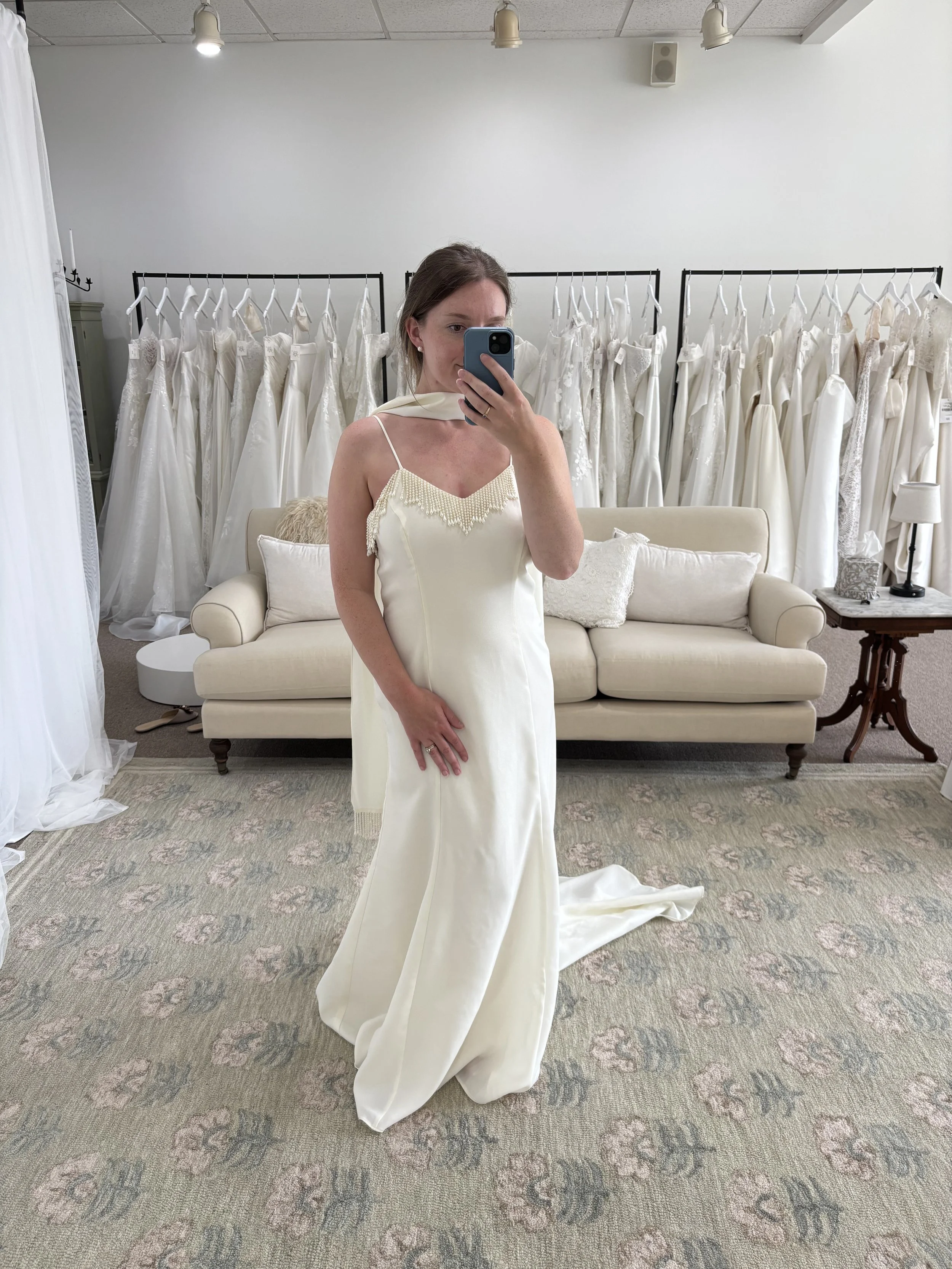 vintage pearl fringe wedding dress at Keepsake Bridal