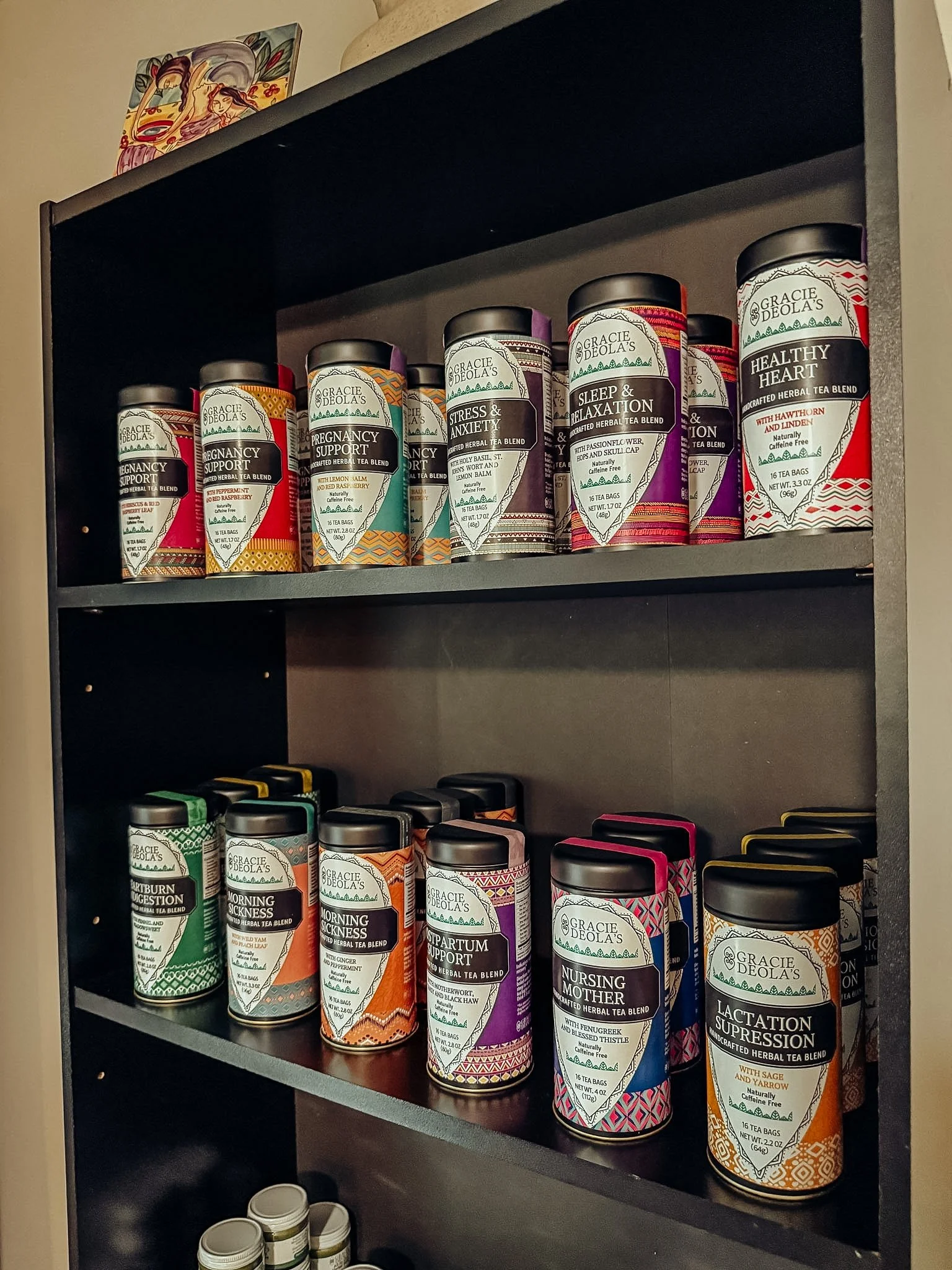 herbal teas on a shelf